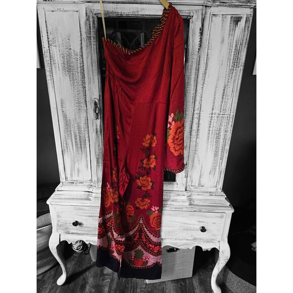 Farm Rio One-Shoulder Satin Jumpsuit - New XL - Picture 5 of 5